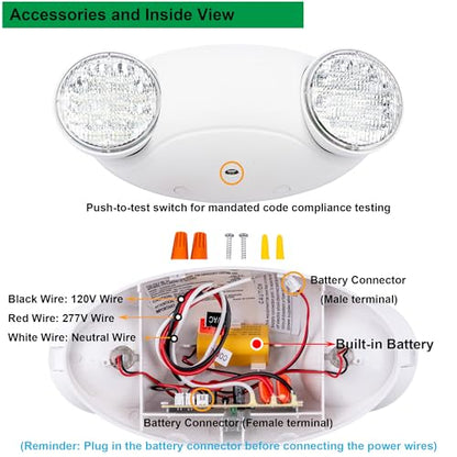 LIT-PaTH LED Emergency Light for Business, Battery Backup, 6 Pack - size: 6-Pack