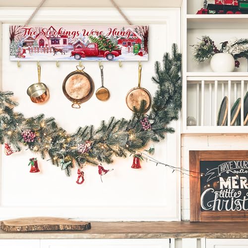 Maitys Christmas Stocking Holder with 7 Hangers Wooden Organizer, Truck - style: Truck