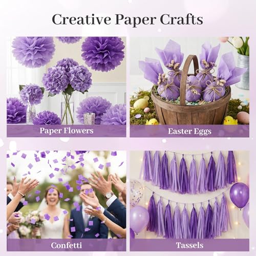 Koogel 330 Sheets Light Purple Tissue Paper, 14 X 10 inches - color: Light Purple