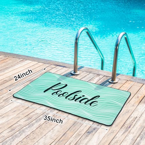 Tinideya Pool Deck Mats Non Slip Rubber with Drainage,Teal,23.62" X 35.43" - color: Teal, size: 2' x 3' (Rectangular)