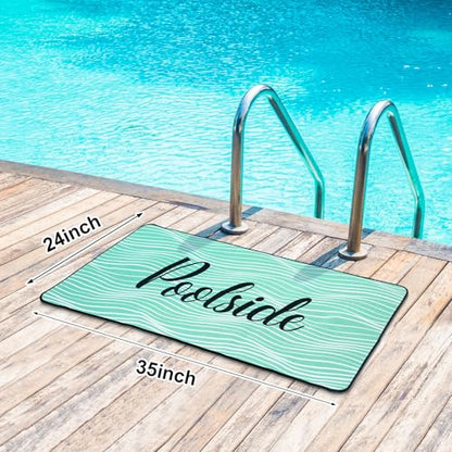 Tinideya Pool Deck Mats Non Slip Rubber with Drainage,Teal,23.62" X 35.43" - color: Teal, size: 2' x 3' (Rectangular)