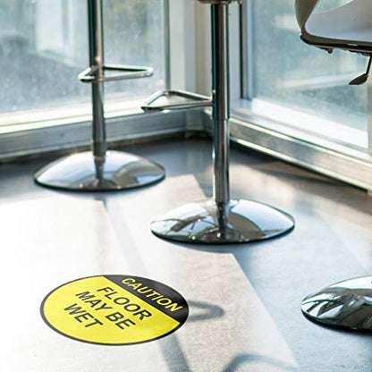 Caution Floor May Be Wet Decals Yellow Black Anti-Slip Round Shape Lifestyle Industrial Signs Stickers 24Inches Longer Side - size: 24inches Longer Side