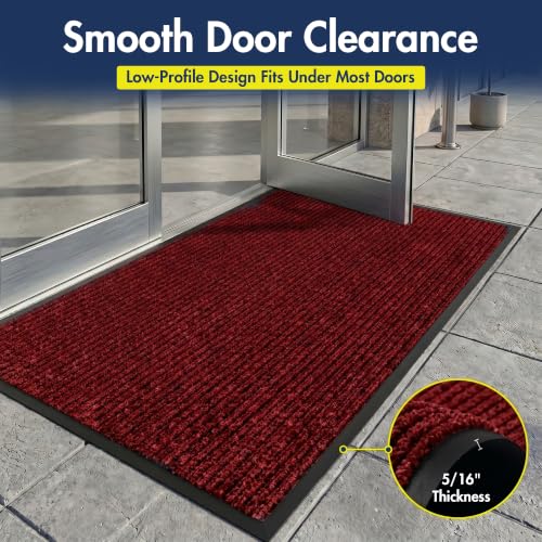 Notrax 109 Industrial Door Mat, 3' x 5' Red, Made in the USA - color: Red / Black, size: 3' x 5' (Rectangular)
