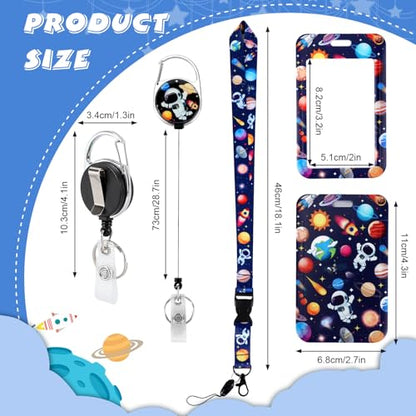 Lanyard with Card Holder, Retractable Badge Reel with Belt Clip for Id Badge Holder Keys Cute Space Planets Astronauts Neck Key Lanyard Detachable for Kids Women Nurses Teacher Student School Supplies - style: Space
