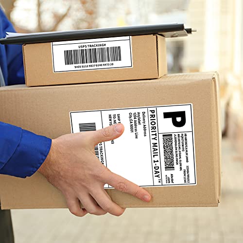 POLYSELLS 500pcs 4x6 Direct Thermal Shipping Labels White Perforated Fanfold Labels, 500 Labels per Stack - Commercial Grade - style: 1 Stack I 500 Labels