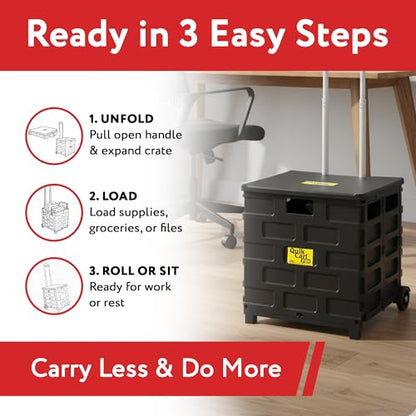 dbest Products Quik Cart Pro Collapsible Rolling Crate on Wheels - Black - color: Black, style: Pro