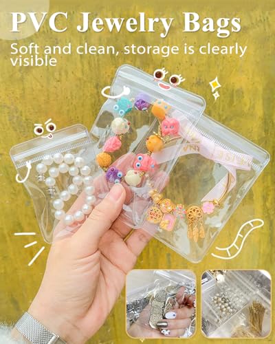 100Pcs Anti Tarnish Jewelry Bags Clear Pvc Jewelry Storage Pouches with Zipper Plastic Packing for Earrings (Anti Tarnish Clear Large Earrings Bag 2.76x3.94in) - color: 100Pcs Anti Tarnish Clear Large Earrings Bag 2.76x3.94in