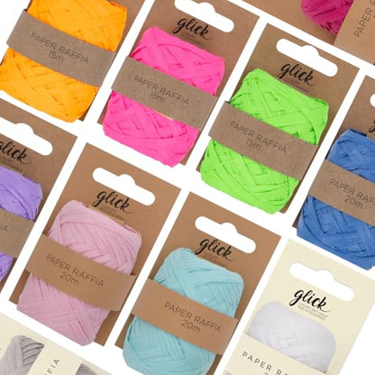 Glick Blue Paper Raffia Ribbon, Perfect for Gift Wrapping and Arts and Crafts, 20 Metres Ribbon, Recyclable