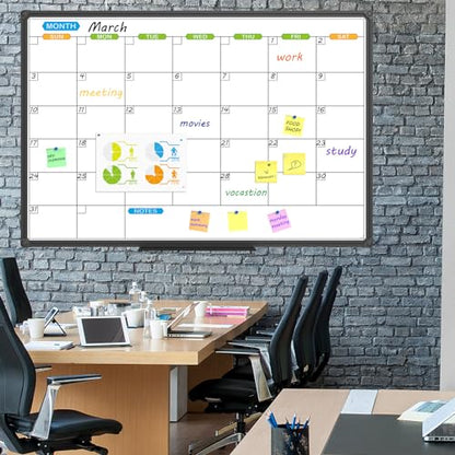 JILoffice Dry Erase Calendar Whiteboard 48 X 36 Inch - Magnetic White Board Calendar Monthly, Black Aluminum Frame Wall Mounted Board for Office Home and School - color: Black, size: 48"W x 36"H