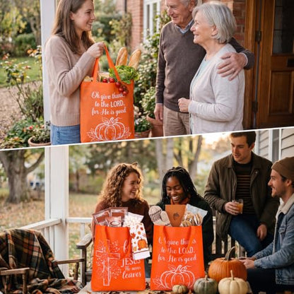 Hosuly 15 Pcs Large Religious Fall Harvest Tote Bags 15 x 17 Nonwoven Bag - style: Fall Religious