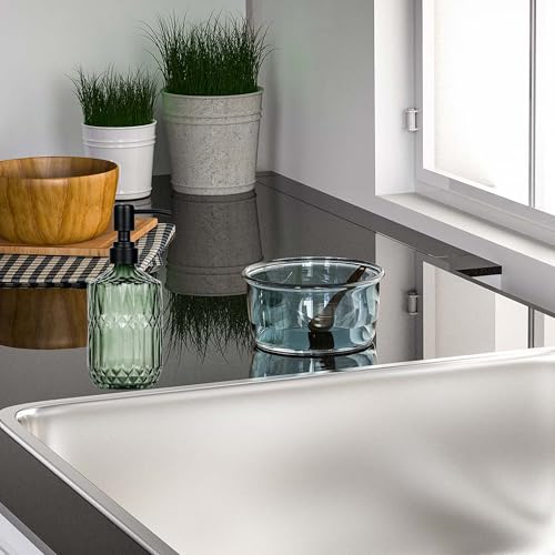 18 oz Dark Green Glass Soap Dispenser with Black Rustproof Pump - color: Dark Green