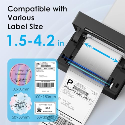 KNAON Bluetooth Thermal Shipping Label Printer 4x6 for Small Business,Black - color: Black
