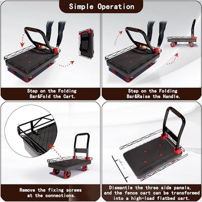 2IN1 36×24 Heavy Duty Platform Trucks Flatbed Carts - size: 36" L X 24" W