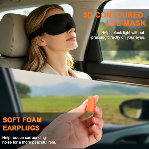 Travel Pillow - Hooded Neck Pillow Airplane Memory Foam Filling - color: Navy