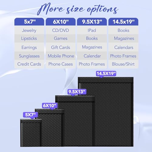 Fuxury Bubble Mailers Bulk 9.5x14.5" 250 Pack Black Large Padded Envelopes - color: Black, size: 9.5x14.5" 250PC