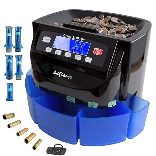 Coin Counter Sorter Wrapper Machine,Counting Wrapping US Change (Blue) - color: Blue