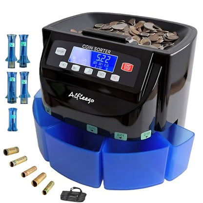 Coin Counter Sorter Wrapper Machine,Counting Wrapping US Change (Blue) - color: Blue