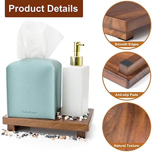 Walnut Wood Pedestal Stand, Wooden Soap Tray Farmhouse Decor Wood Riser Display for Bottle Plant Makeup Tissues Candles Towels Jewelry (Medium, 9 x 5.9 x1.57Inch) - size: Medium & 9*5.9*1.57‘’