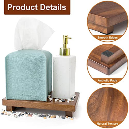 Walnut Wood Pedestal Stand, Wooden Soap Tray Farmhouse Decor Wood Riser Display for Bottle Plant Makeup Tissues Candles Towels Jewelry (Medium, 9 x 5.9 x1.57Inch) - size: Medium & 9*5.9*1.57‘’