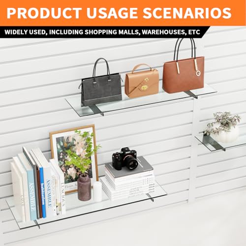 10" Black Slat Wall Shelf Brackets,10 PCS Slat Wall Brackets with Lip, Floating Metal Slat Wall Accessories - size: 10 Inch
