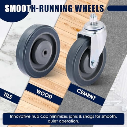 MAOPINER 4 Pack 5" Shopping Cart Wheels, PU Casters with Axle Bolts, Grey - color: Grey