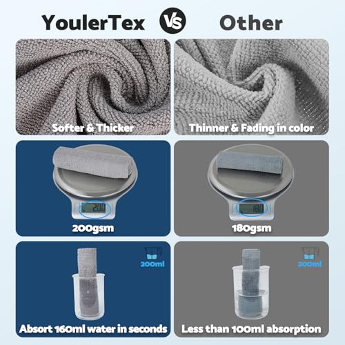 YoulerTex Reusable Cleaning Cloths Microfiber Towel: 50 Pack Washable Tear Away Cleaning Towels Roll - 12× 12 Absorbent Rags Drying Dishcloths for Kitchen House Car (50, Khaki) - color: Khaki