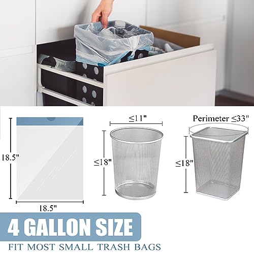 Small Trash Bags 4 Gallon - Drawstring 4 Gallon Trash Bag, Tear-Free 4 Gal Small Garbage Bags, Separated Unscented White Small Trash Bags Bathroom Trash Bags, 57 Count - size: 4 Gallon - 57 Count