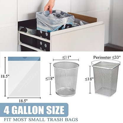 Small Trash Bags 4 Gallon - Drawstring 4 Gallon Trash Bag, Tear-Free 4 Gal Small Garbage Bags, Separated Unscented White Small Trash Bags Bathroom Trash Bags, 57 Count - size: 4 Gallon - 57 Count