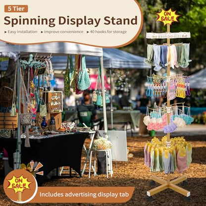 Flenpptly Retail Display Stand, 5-Tier Rotating Display Rack, Gold - color: Gold