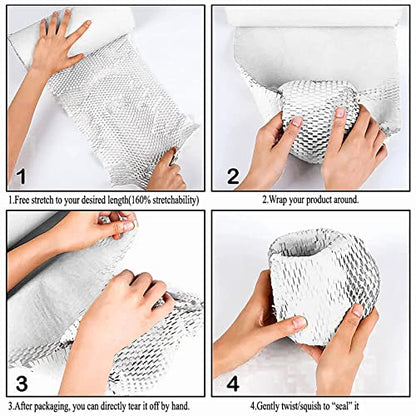 onesimcr White Honeycomb Wrapping Paper Wrap 15"x131' Sustainable Alternative to Bubble Wrap for Moving/Transporting/Packaging Rolls with 20 Fragile Stickers Biodegradable and Fully Recyclable… - color: White