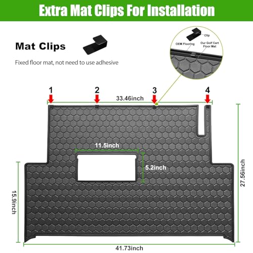 Club Car Precedent Golf Cart Full Coverage Floor Liner Mat, Fits Club Car Precedent (2004-2023), Onward & Tempo (2017-2023), Villager & V4L (2019-2023), Durable Anti-Slip Rubber - color: All Black