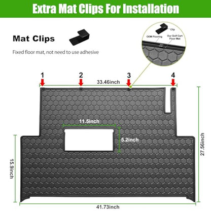 Club Car Precedent Golf Cart Full Coverage Floor Liner Mat, Fits Club Car Precedent (2004-2023), Onward & Tempo (2017-2023), Villager & V4L (2019-2023), Durable Anti-Slip Rubber - color: All Black