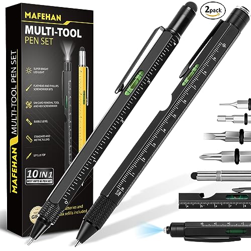 MAFEHAN 10-in-1 Multitool Pen Set, Gifts for Men Dad Husband Grandpa - color: Black&black