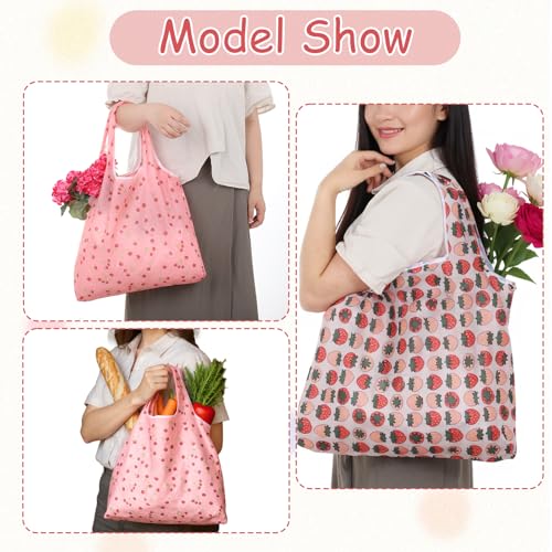 2 Pcs Reusable Shopping Bags Cute Extra Large Foldable Bag Travel Waterproof Totes Pouch Bag Pocket Bags