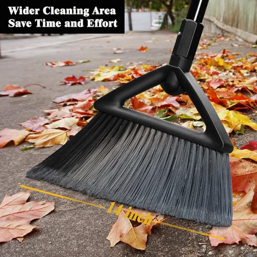 Heavy Duty Commercial Broom, 3 Pack Upgraded Angle Brooms for Sweeping Outdoor and Indoor, Perfect Black Brooms of House, Kitchen, Garage, Courtyard, Concrete - size: 3 * Black