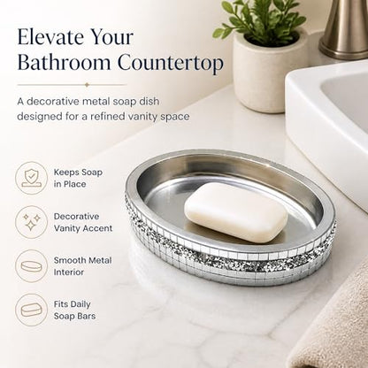 Silver Mosaic Soap Dish and Bathroom Tray, Shiny Soap Holder - size: Soap Dish
