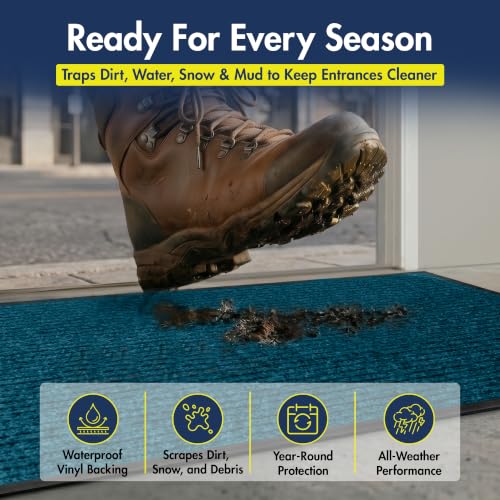Notrax 109 Industrial Door Mat, 2' x 3' Blue, Made in the USA - color: Slate Blue, size: 2' x 3' (Rectangular)