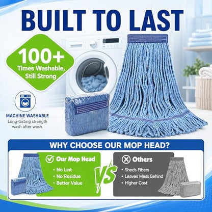 6 Pack Commercial Mop Heads with Mesh Laundry Bag & 16 Disposable Gloves - size: 6 Pack