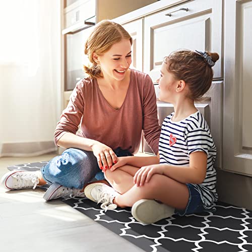 WISELIFE Kitchen Runner Rugs Anti-Fatigue mats,17.3" x 39", 4/5 Inch, Black - color: Stylish Black, size: 39"L x 17.3"W x 0.8"Th