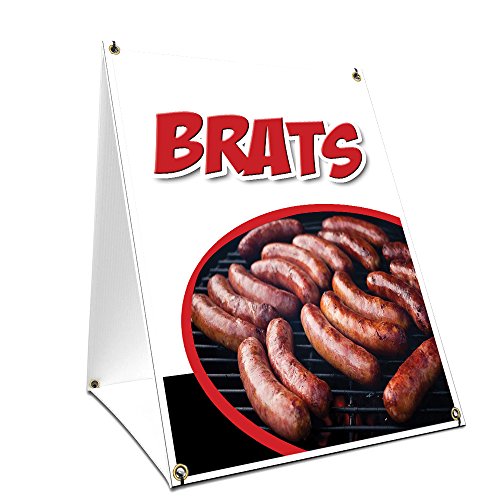 A-Frame Sidewalk Brats Sign with Graphics On Each Side | 18" X 24" Print Size