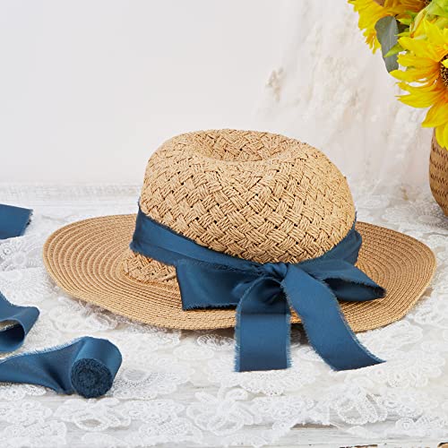 Keypan Dark Blue Frayed Satin Chiffon Ribbon, 1.5 Inches, 21 Yards - color: Blue