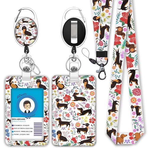 Giancomics Dachshund Lanyards for ID Badges Holder Retractable Badge Reel - color: Dachshund