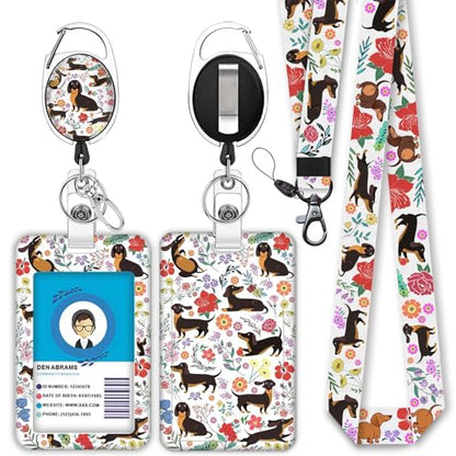 Giancomics Dachshund Lanyards for ID Badges Holder Retractable Badge Reel - color: Dachshund
