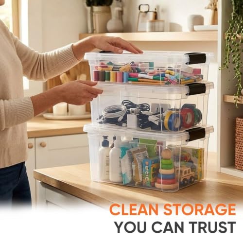 Superio 4.5 Quart Clear Plastic Storage Containers with Lids, Stackable Organizer Bins, BPA-Free Storage Boxes for Home, Office, Dorm & Classroom, 2 Pack - size: 4.5 Quart