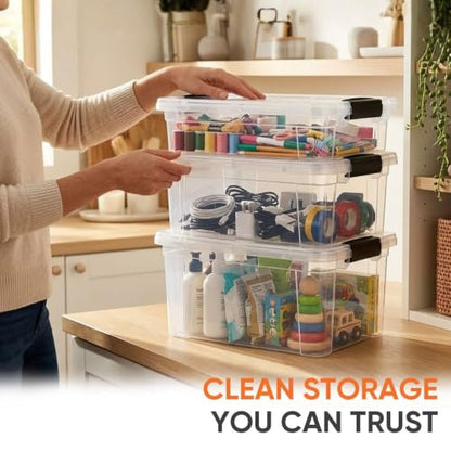 Superio 6.6 Quart Clear Plastic Storage Boxes with Lids, Stackable Organizer Containers, BPA-Free Storage Bins for Home, Office, School & Dorm, 2 Pack - size: 6.6 Quart