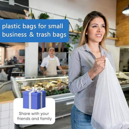 LimonLaviu Plastic Bags - 100 Pack (11.5'x 6.5" x 21') with Handles for Small Business, Restaurants, Grocery & Trash - size: 100
