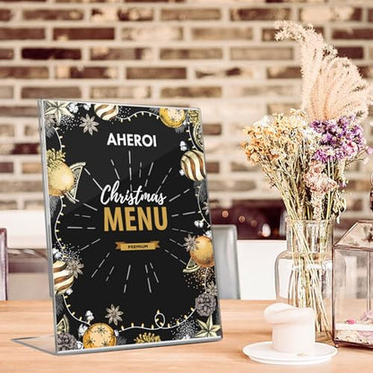 Aheroi Acrylic Sign Holder 8.5x11, Plastic Sign Holder Display Stand 12PCS - color: Vertical Style 2, size: 8.5*11″-12 Pack