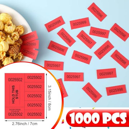 Kosiz 1000 Sheets 5 Bid Raffle Ticket Sheets Chinese Auction Tickets Numbers for Basket Events and Silent Auctions (Red) - color: Red, size: 5 Bid