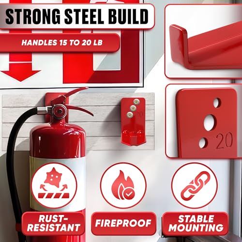 4 Pcs Fire Extinguisher Mount Brackets, 2.36 x 1.57 x 2.36 in (Red) - size: 2,36 * 2,36 * 1,57 in