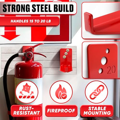 4 Pcs Fire Extinguisher Mount Brackets, 2.36 x 1.57 x 2.36 in (Red) - size: 2,36 * 2,36 * 1,57 in